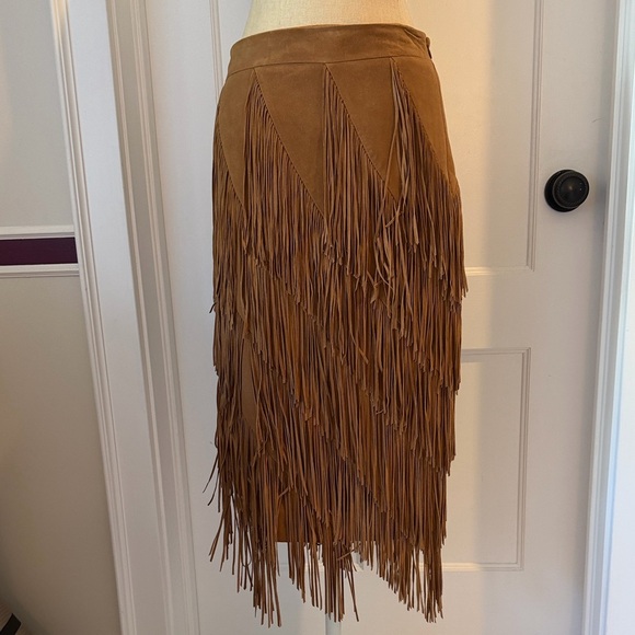INTERMIX Dresses & Skirts - Intermix Fringed Suede light brown Skirt